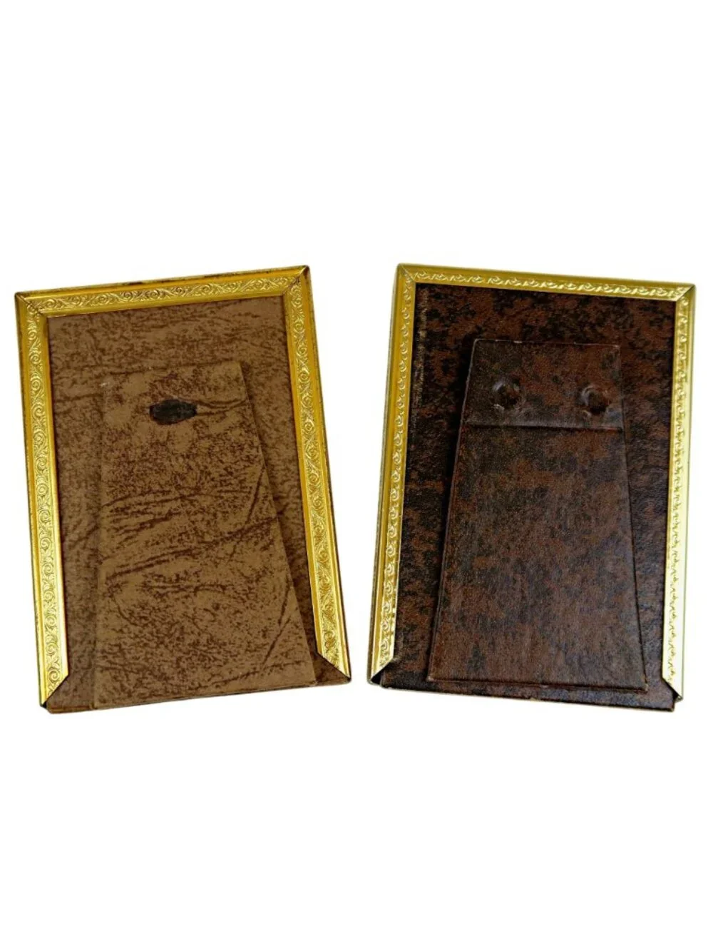 Vintage Gold‑Tone Picture Frames Set of 3, with Hinged Double Frame, 1950s-70s